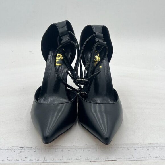 FSJ Women Stylish Pointed Toe D'Orsay Pumps T Strap Stiletto Kitten Mid Heel - Picture 3 of 8